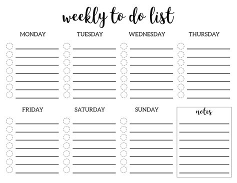 weekly   list printable checklist template paper trail design