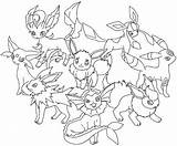 Coloring Evolutions Pages Eevee Pokemon Pikachu sketch template