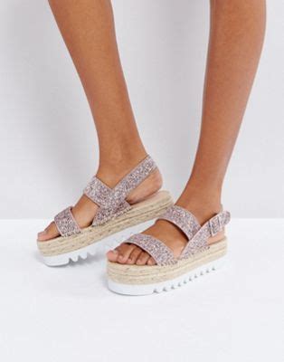 bershka glitter espadrille flatform sandal asos