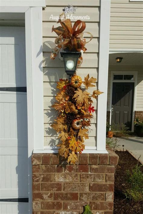 fall swag bow mailbox topper porch light decoration outdoor autumn decor orange plaid