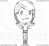 Mad Girl Teenage Coloring Adolescent Clipart Cartoon Outlined Vector Thoman Cory Royalty sketch template