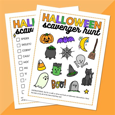 halloween outdoor scavenger hunt  printables printable templates