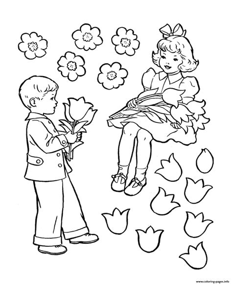 boy  girl valentines scae coloring page printable