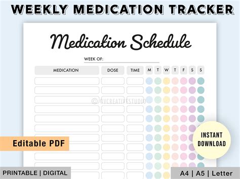 weekly medication tracker  track   medications easily