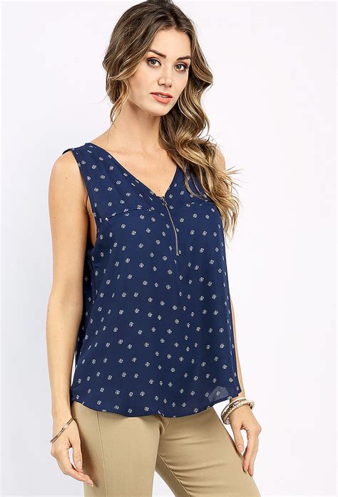 multi pattern sleeveless top shop  blouse shirts  papaya clothing