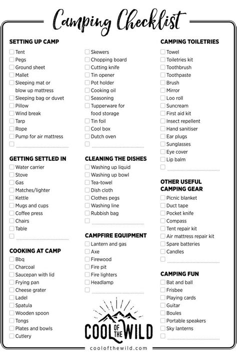 tent camping checklist ubicaciondepersonascdmxgobmx