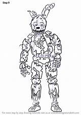 Springtrap Coloring Nights Freddy Fnaf Freddys Drawingtutorials101 Dra Animatronics Scaricare sketch template