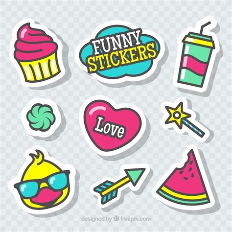 vector funny stickers  cute style