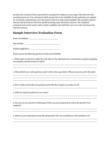 interview evaluation form   documents   word  excel