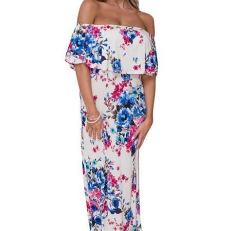 hualong black off the shoulder floral midi bodycon dress