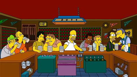 homer with friends in a bar at moe wallpapers and images wallpapers