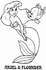 Ariel Coloring Flounder Pages Mermaid Little Kids Disney Color Print Areil Clipart Rapunzel Printable Adults Xyz Girls Popular sketch template