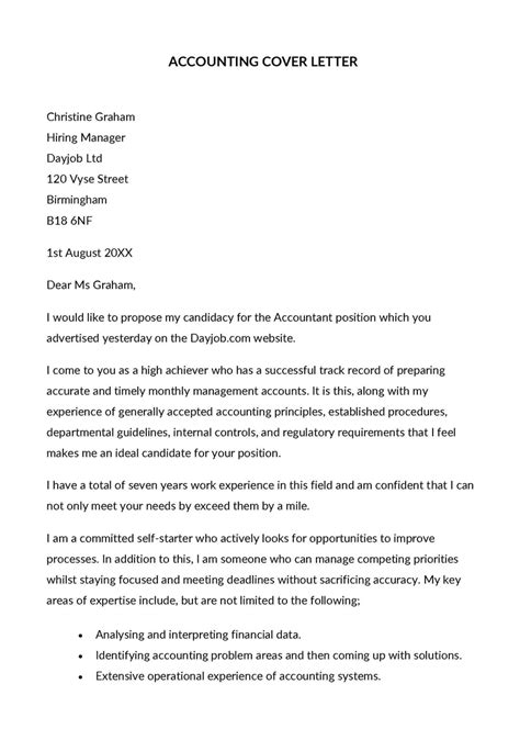 accounting cover letter examples   write  templates