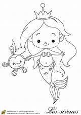 Coloring Mermaid Baby Pages Sirene Petite Poisson Et Cute Kids Comment sketch template