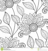 Bloemenpatroon Naadloos Wit Zwart Nahtloses Einfarbiges Blumenmuster Floreale sketch template