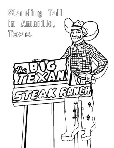 Amarillo Texas Big Texan Sign Coloring Page Download