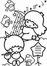 Sanrio Coloring Twin Pages Little Stars Kitty Hello Colouring Sheets Printable Book Melody Star Printables Twins Cute Drawing Kids Print sketch template