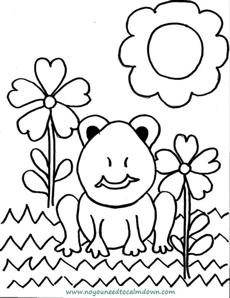 spring frog coloring page  kids  printable