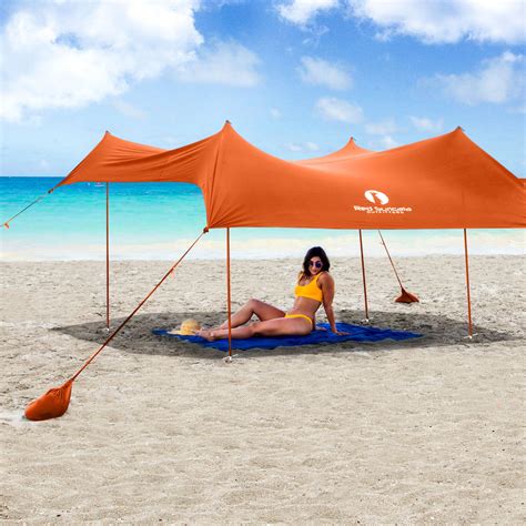 orange family beach sun shade canopy tent  sand anchors walmartcom
