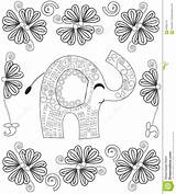 Coloring Adults Relax Book Line Elephant Meditation Creation Drawn Hand Illustration Vector Preview sketch template