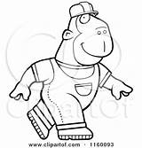Builder Ape Walking Clipart Cartoon Thoman Cory Outlined Coloring Vector 2021 sketch template