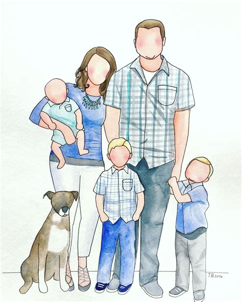 custom illustrated family portrait personalized family portrait abstract hand drawn family