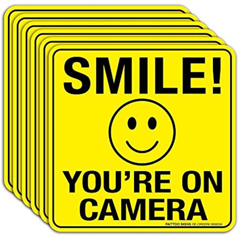 smile youre  camera sign stickers  pack  inches  mil vinyl