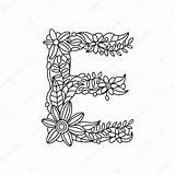 Letter Coloring Book Vector Adults Stock Illustration Depositphotos Floral Alexanderpokusay Alphabet Preview sketch template