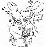Female Clown Cartoon Vector Outline Coloring Horn Leishman Ron Royalty sketch template