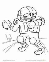 Football Coloring Player Pages Worksheets Preschool Sports Color Fall Theme Players Printables Activities Education Quarterback Sport Worksheet Printable Bowl Super sketch template