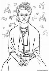 Kahlo Coloring Frida Pages Printable Color Book sketch template