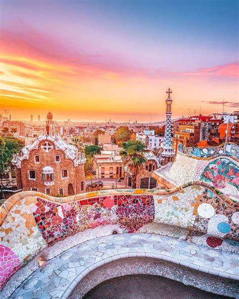 park guell park gueell barcelona spain antoni gaudi architecture