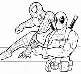 Deadpool Spiderman Superheroes Colorare Disegni Chibi Everfreecoloring Herois Coloring Sketchite sketch template