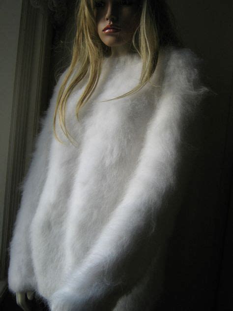 Amazing Fluffy Fur Hand Knitted Ice White Angora Sweater