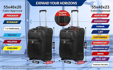 aerolite expandable xx  xx carry  hand cabin luggage suitcase  ryanair