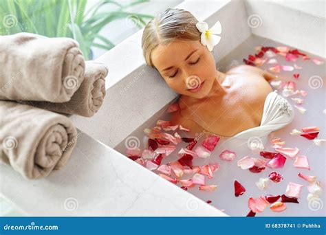 spa relax flower bath woman health beauty treatment body care stock