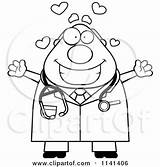 Hug Doctor Cartoon Wanting Chubby Veterinarian Male Happy Clipart Outlined Coloring Vector Cory Thoman sketch template