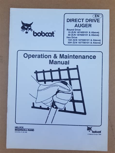 bobcat direct drive auger operators manual sps parts