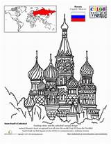 Coloring Cathedral St Pages Russian Basil Color Colouring Kids Russia Worksheets Around Sheets Famous Books Basils Book Saint Du Architecture sketch template