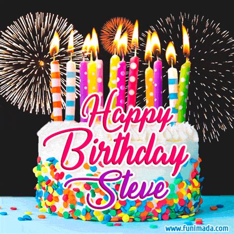 amazing animated image for steve with birthday cake