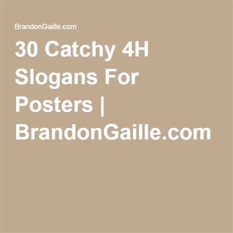 30 Catchy 4h Slogans For Posters Poster