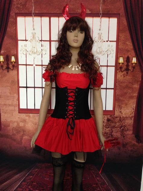 Women Red Sexy Wicked Witch Devil Halloween Costume Adult Role Play