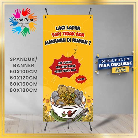 Jual Spanduk Banner Mie Ayam Mie Pangsit Warna Oren B 60x160 Cm Cocok