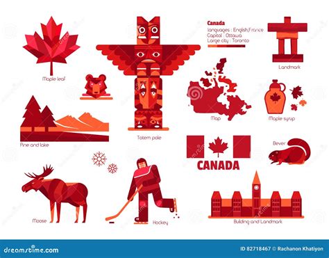 canada sign  symbol info graphic elements stock vector illustration  icons leaf