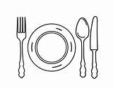 Fork Plate Spoon Knife Symbol Cutlery Line Set Vector Eating Icon Elements Vecteezy Stock Outline Style Alamy sketch template