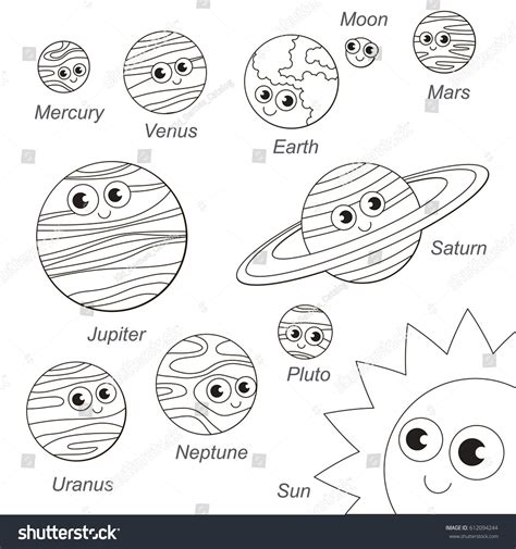 cute solar system planet elements set stock vector royalty