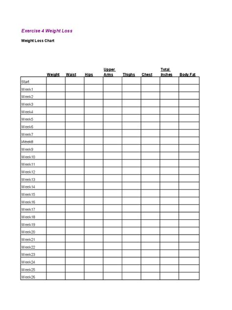 weight loss chart fillable printable  forms handypdf