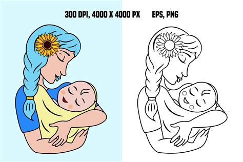 mom  baby coloring page