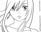 Erza Fairy Scarlet Lineart Anime Xcolorings sketch template