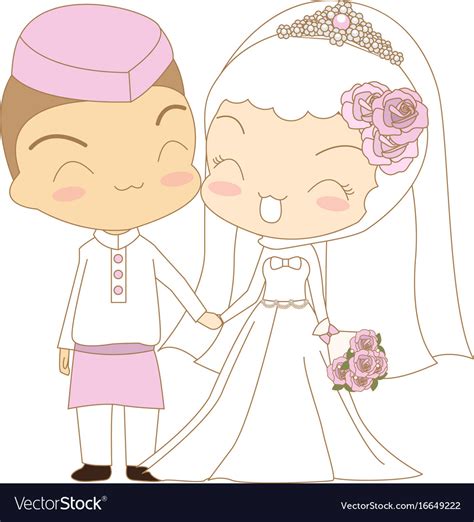 cute couple islamic royalty free vector image vectorstock